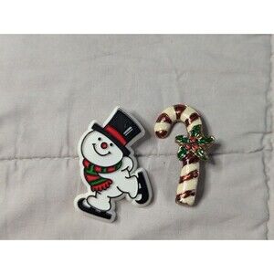 Lot Of 2 Christmas Holiday Pin Set Hallmark Frosty The Snowman Candy Cane
